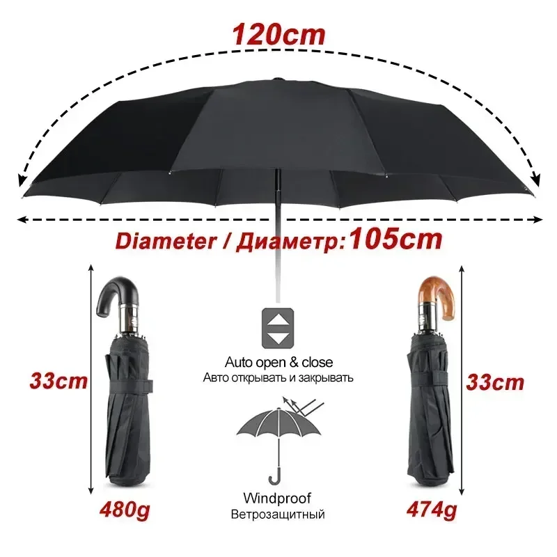 럭셔리 리버스 우산 남성용 나무 손잡이 대형 자동 우산 - Golf Umbrella Large 리뷰 및 가격
