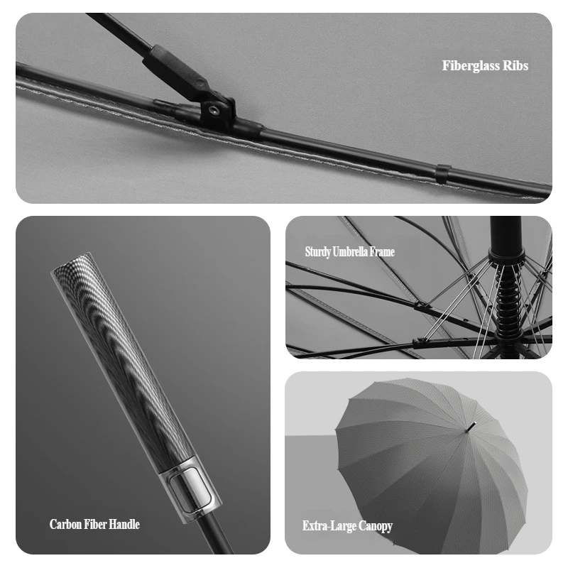 16개의 립이 있는 자동 개폐식 카본 파이버 직선 우산 - Golf Umbrella Large 리뷰 및 가격